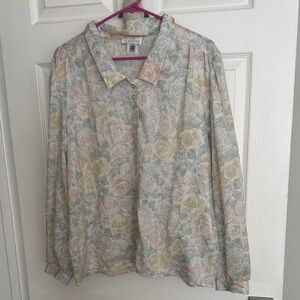 Vintage Pastel Floral Button Up Shirt